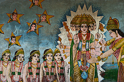 绘画,墙壁,神祠,东海岸,斯里兰卡,五月