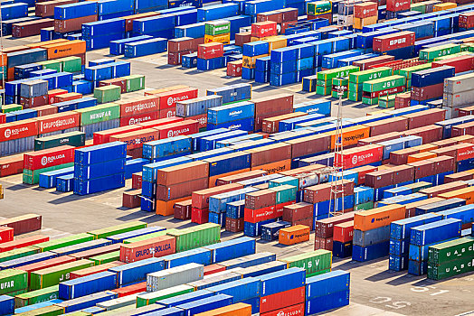一堆,彩色,货箱,港口,巴塞罗那,加泰罗尼亚,西班牙,欧洲