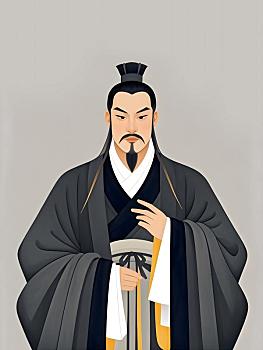 孟子儒家水墨風(fēng)格人物肖像畫