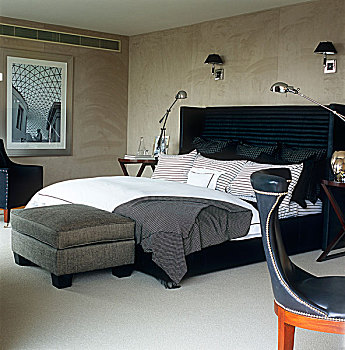 黑白,床上用品,方格,条纹,兴趣,灰色,墙壁,伦敦,卧室