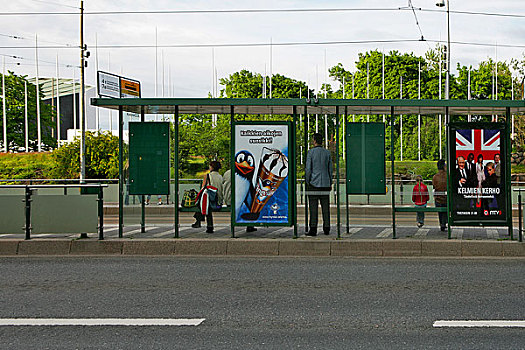 赫尔辛基街头电车站