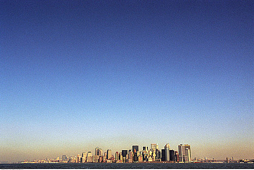 曼哈顿,岛屿,日落,纽约,美国