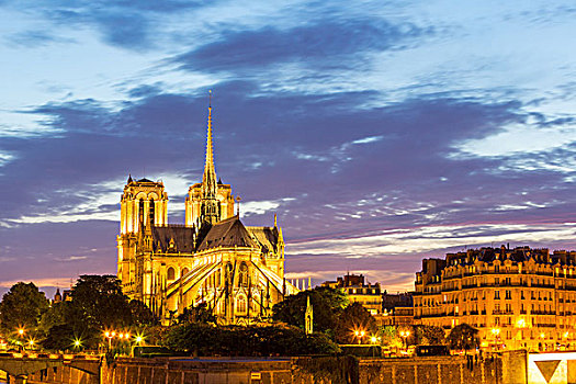 圣母大教堂,巴黎,黃昏
