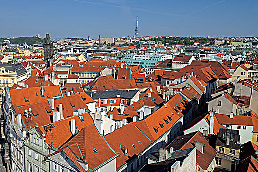 风景,城镇,老,老城,世界遗产,布拉格,波希米亚,捷克共和国,欧洲