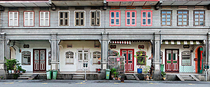 马来西亚,槟城,排,文化遗产,房子,阳光