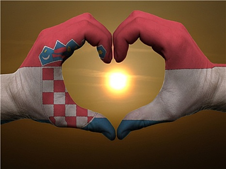 心形,喜爱,手势,彩色,克罗地亚,旗帜