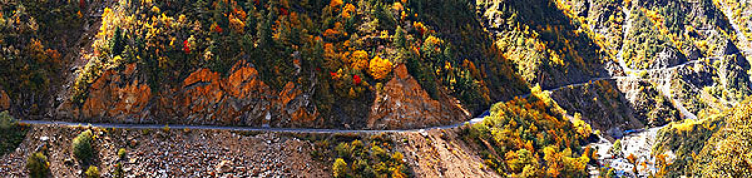 中国西部盘山公路全景图