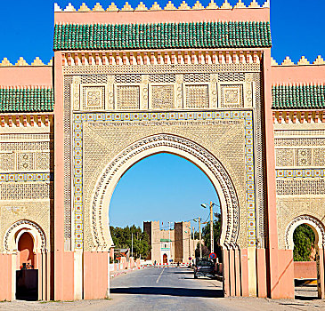 摩洛哥,拱形,非洲,旧建筑,蓝天