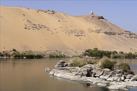 山,尼罗河,墓穴,阿斯旺,埃及
