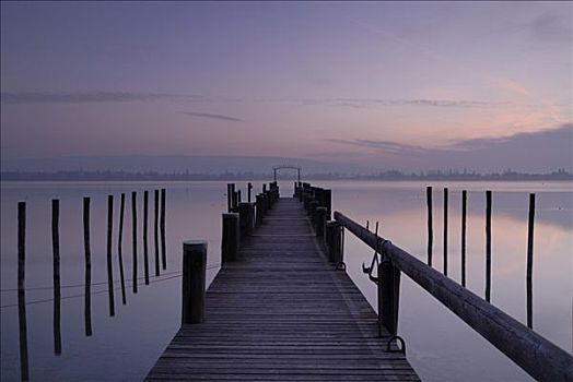 栈桥,晚上,康士坦茨湖,巴登,德国,欧洲