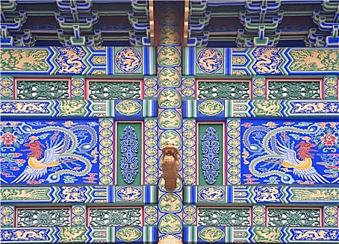 中国,传统建筑,独特,彩色,装饰