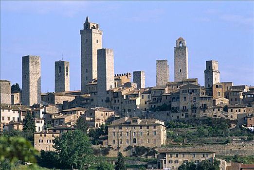 中世纪,城镇,天际线,圣吉米尼亚诺,托斯卡纳,意大利