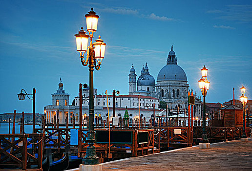 灯,教堂,圣马利亚,行礼,夜晚,威尼斯,意大利