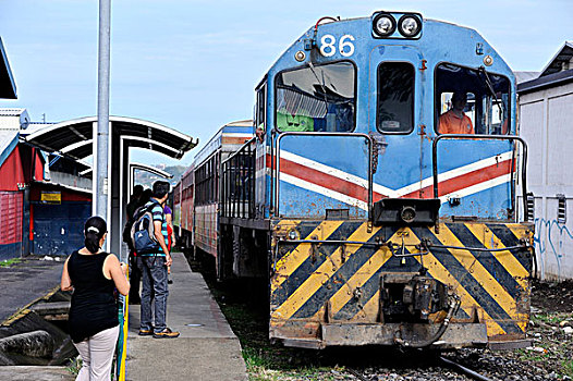 列车,进入,车站,圣荷塞,哥斯达黎加,拉丁美洲,中美洲