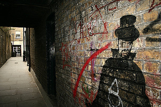 英格兰,伦敦,涂鸦,东方,小巷