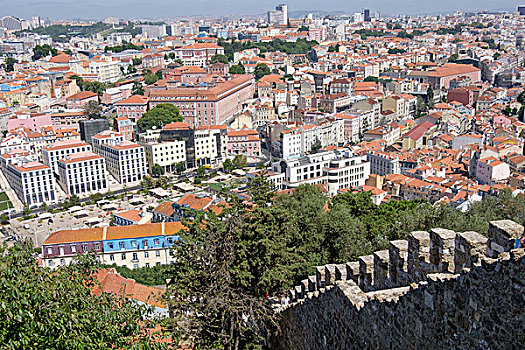 葡萄牙,里斯本,街道,室内,墙壁,城堡,摩尔风格,山顶,远眺,历史,中心,塔霍河