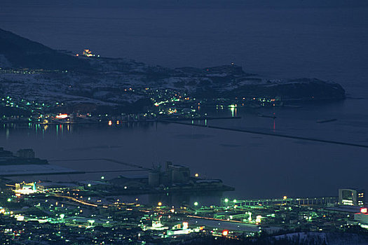 夜景,冬天,山