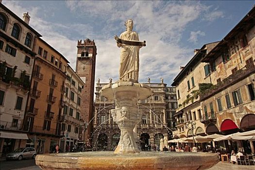 圣母玛利亚,喷泉,广场,维罗纳,意大利,欧洲