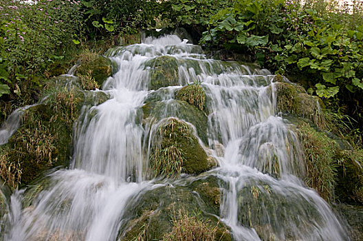 瀑布,湖,十六湖国家公园,克罗地亚
