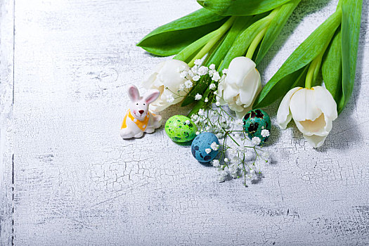 兔子,蛋,白花,复活节,象征