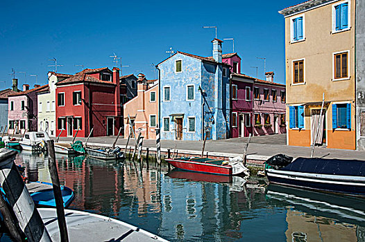 彩色,房子,运河,布拉诺岛,威尼斯,威尼托,意大利,欧洲