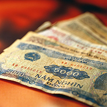 越南,纸币,桌上