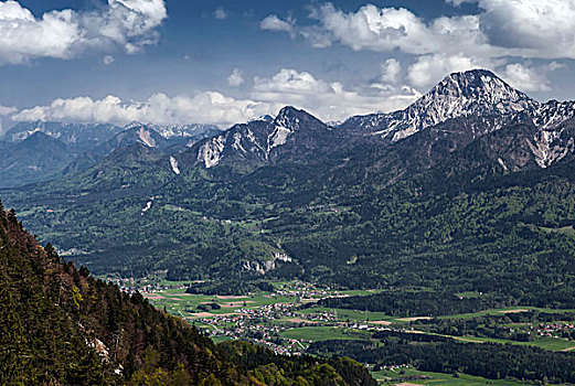 风景,上方,卡林西亚,奥地利