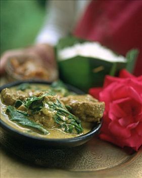 印度,咖喱羊肉,菠菜