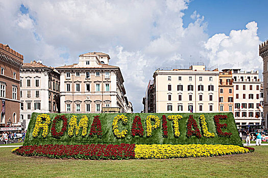 威尼斯广场,喜庆,装饰,花,周年纪念,罗马,意大利,欧洲