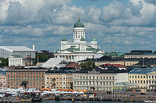 赫尔辛基,大教堂,高处,建筑,港口,地区,芬兰,欧洲