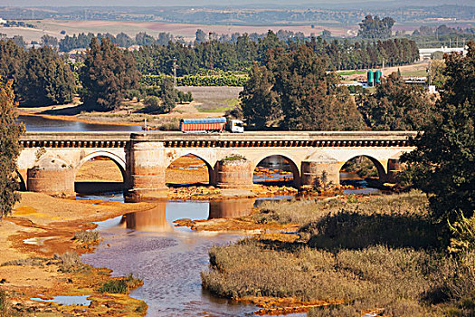 罗马桥,穿过,力拓河,韦尔瓦省,安达卢西亚,西班牙