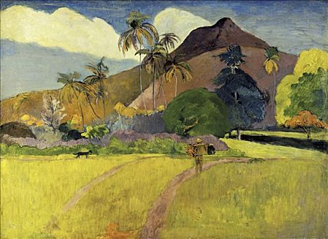 塔希提岛,风景,山,1893年,法国人,明尼阿波利斯,艺术,明尼苏达