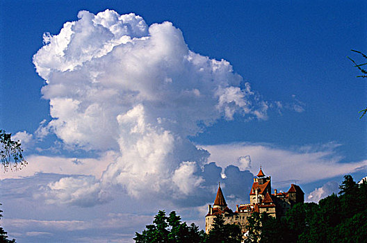 罗马尼亚,特兰西瓦尼亚,布拉索夫,麸,城堡,云