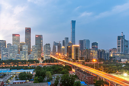 北京国贸桥附近cbd建筑夜景
