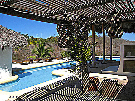 墨西哥,游泳池,房子