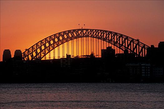 海港大桥,日落,悉尼,澳大利亚