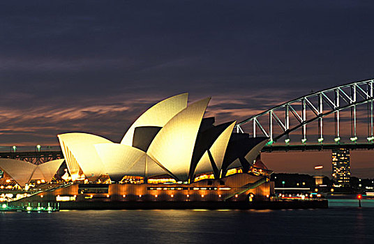 澳大利亚,悉尼,剧院,海港大桥,黄昏