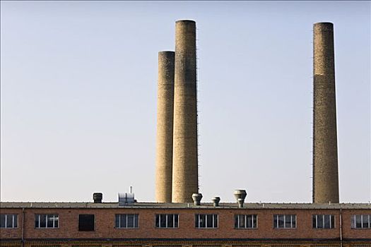 烟囱,工业建筑,柏林,德国,欧洲