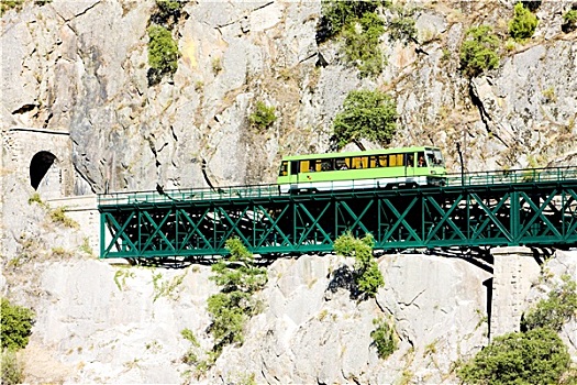 引擎,列车,铁路,高架桥,靠近,山谷,葡萄牙