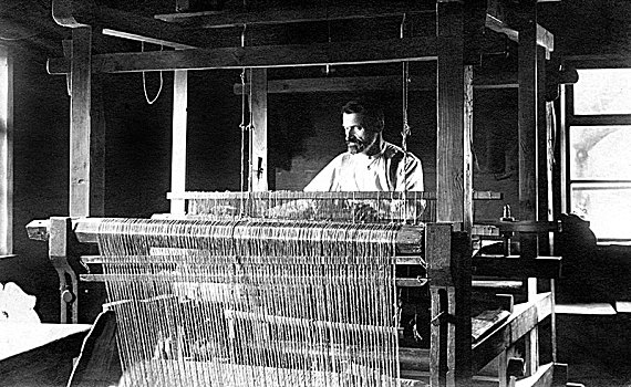 编织,工厂,男人,织布机,20世纪10年代,德国,欧洲