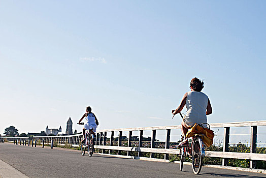 法国,骑自行车,码头