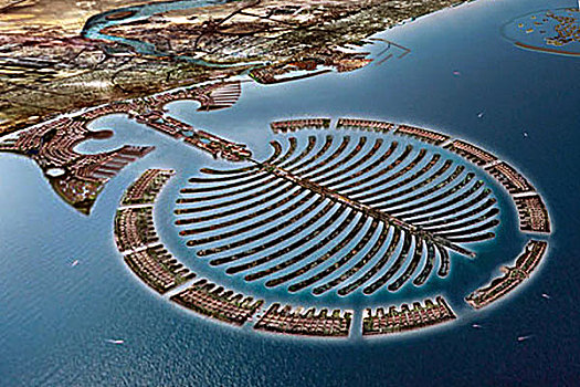 迪拜人工棕榈岛鸟瞰
