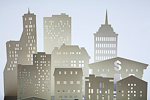 建筑模型,城市,彩色背景