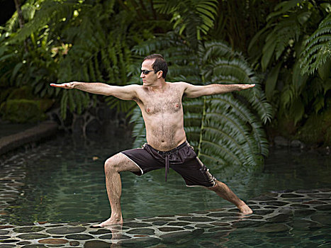 不动产,巴厘岛,印度尼西亚,男人,瑜伽姿势