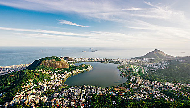 俯拍,泻湖,里约热内卢,巴西