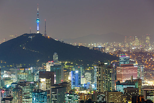 韩国,城市,夜晚