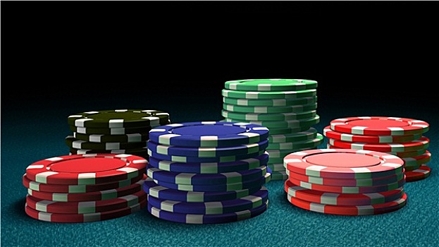 赌场,彩色,筹码,蓝色背景,桌子