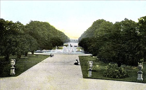 花园,汉普顿宫,宫殿,伦敦,20世纪,艺术家,未知