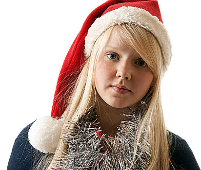 美女,年轻,金发,圣诞帽