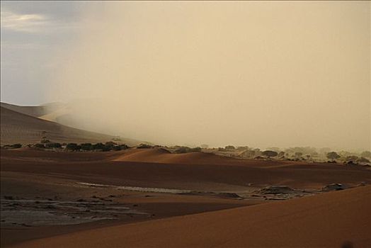 沙子,风暴,上方,沙丘,索苏维来地区,纳米比诺克陆夫国家公园,纳米比亚